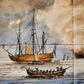 Antikes Delfter Kachel-Tableau Maritime Szene nach Van der Velde