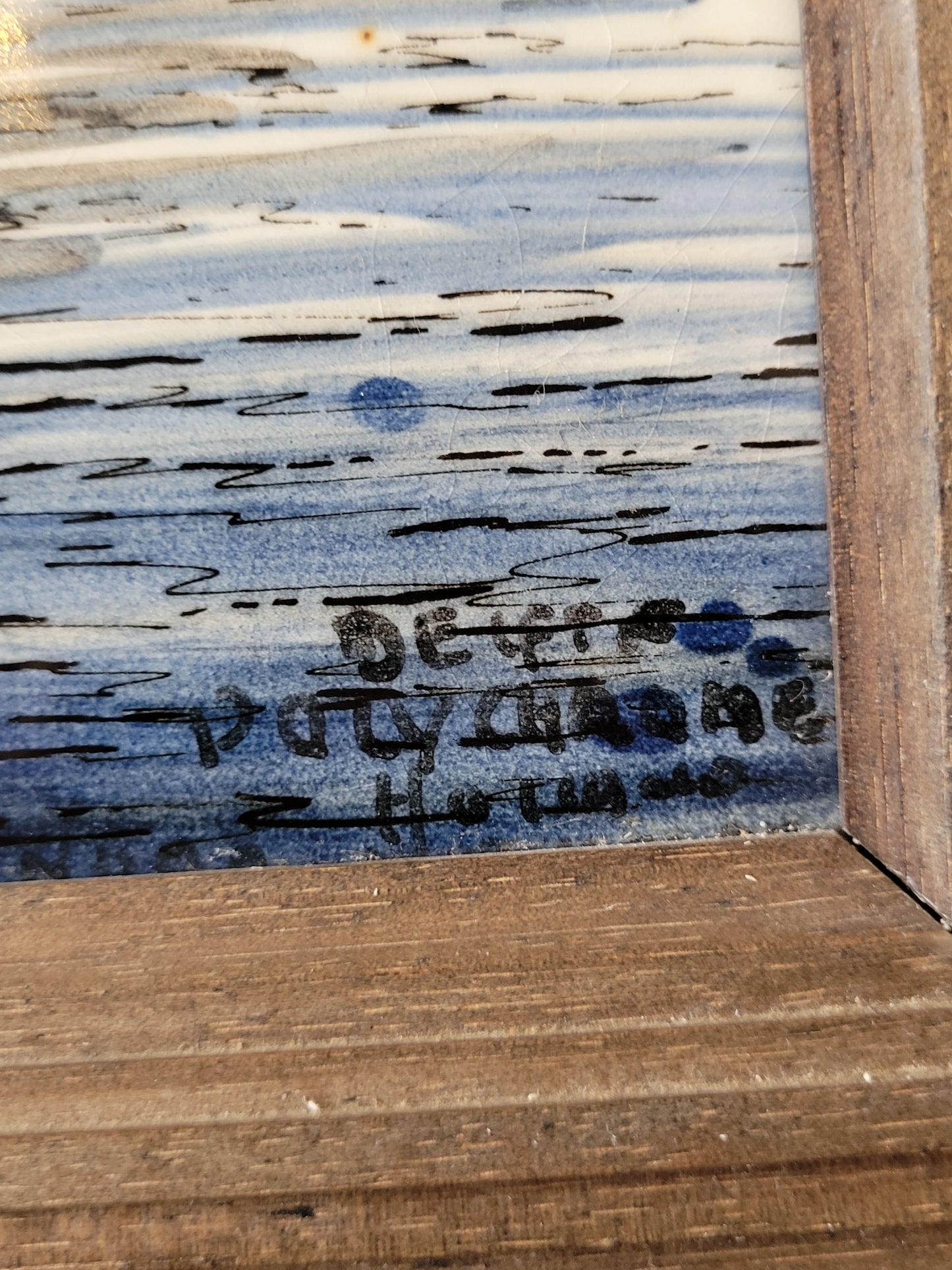 Antikes Delfter Kachel-Tableau Maritime Szene nach Van der Velde