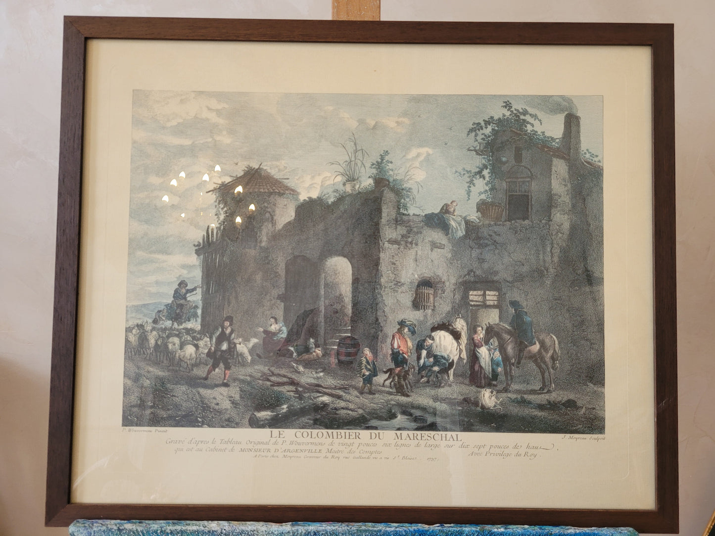 Originale hochwertige Grafik Le Colombier du Mareschal 50 x 57 cm