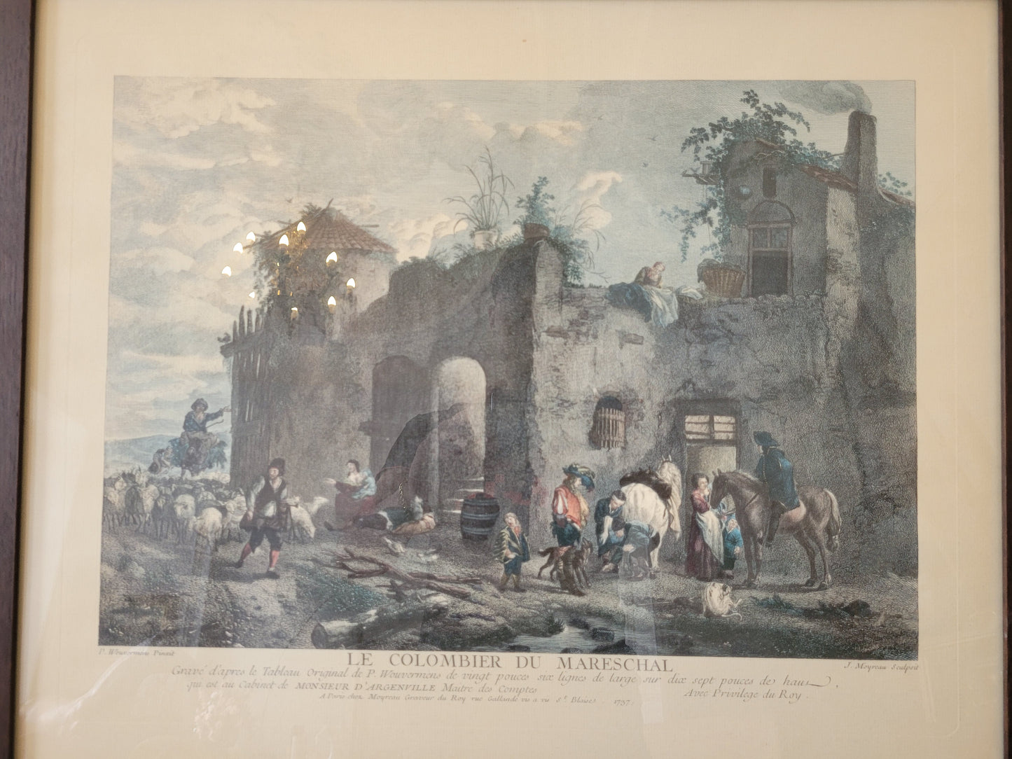 Originale hochwertige Grafik Le Colombier du Mareschal 50 x 57 cm