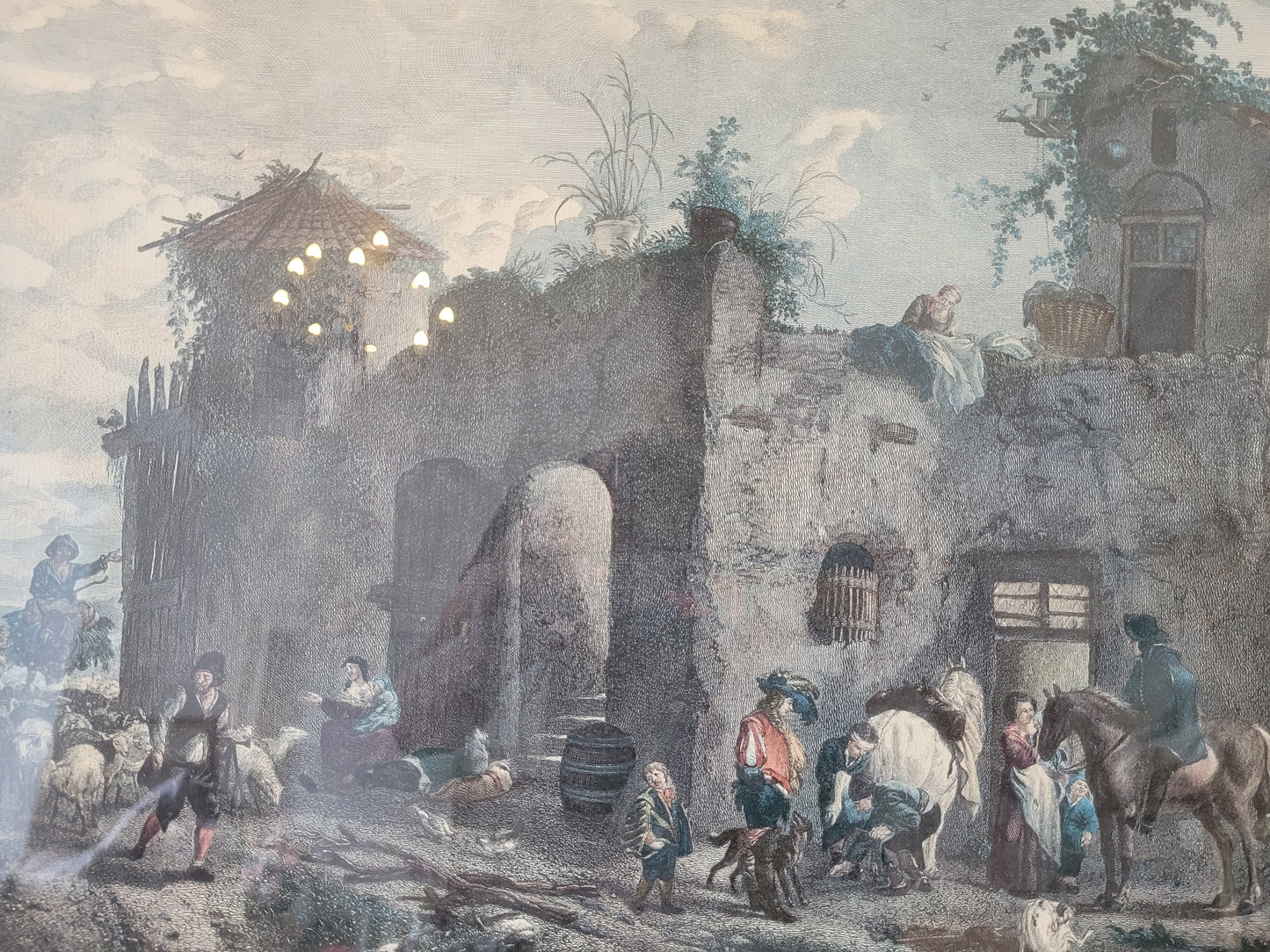 Originale hochwertige Grafik Le Colombier du Mareschal 50 x 57 cm