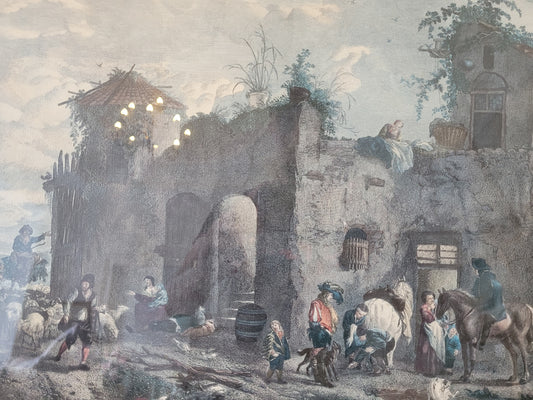 Originale hochwertige Grafik Le Colombier du Mareschal 50 x 57 cm