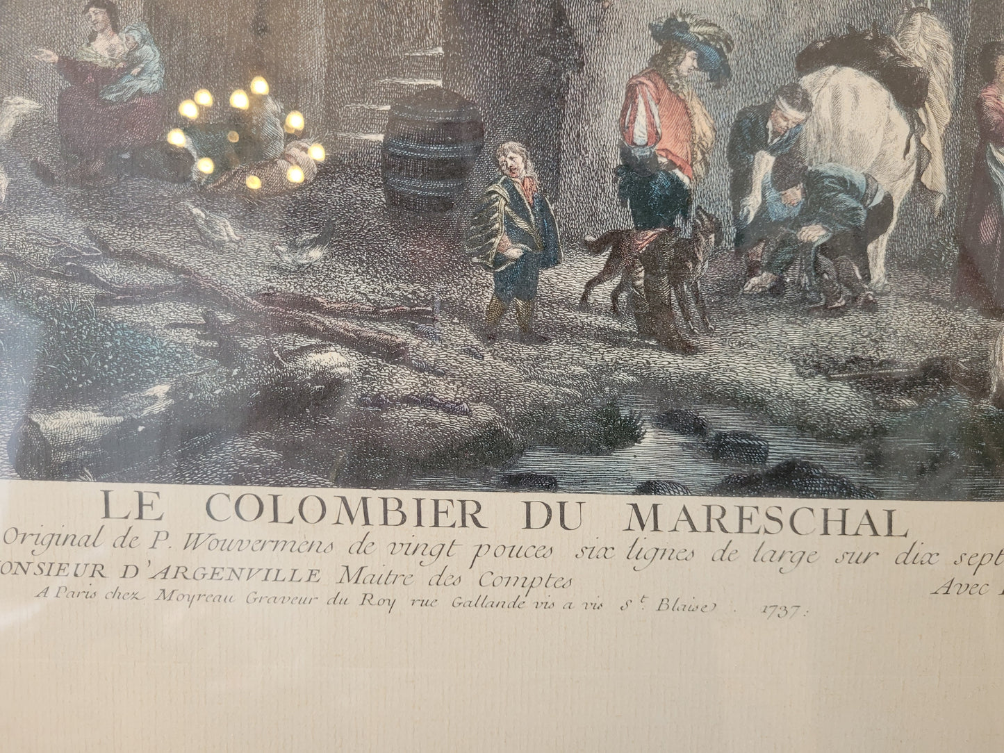 Originale hochwertige Grafik Le Colombier du Mareschal 50 x 57 cm