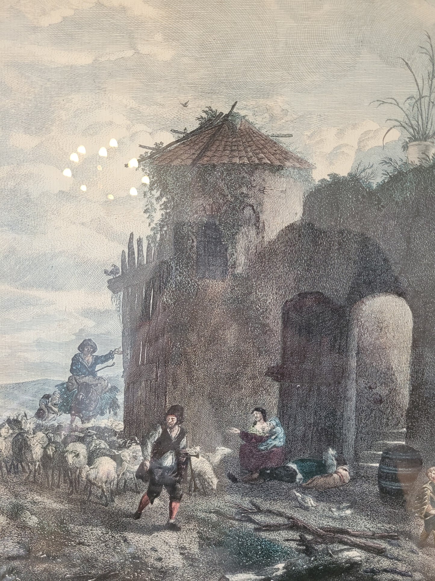 Originale hochwertige Grafik Le Colombier du Mareschal 50 x 57 cm