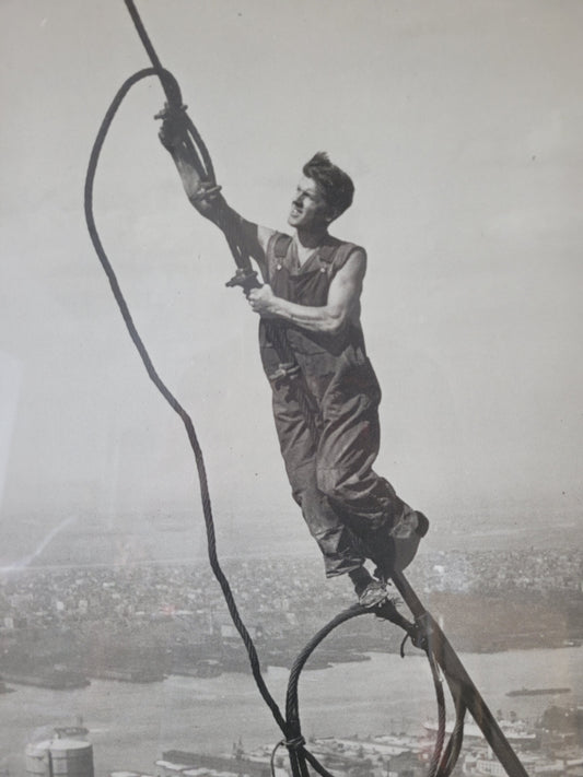 Original Grafik Bauarbeiter am Empire State Building New York City