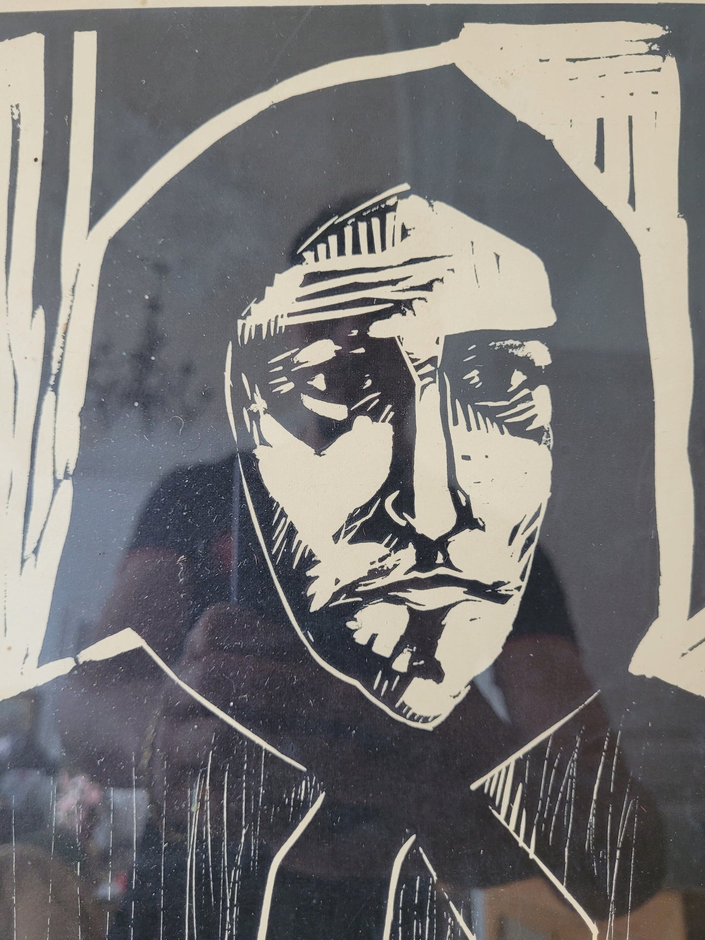 Original hochwertiger Holzschnitt einer Bäuerin 50x40 cm