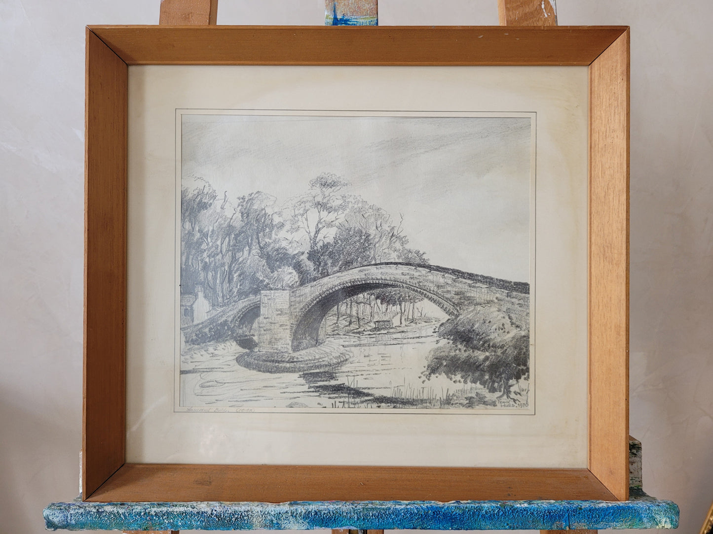 Frank Hurd Original Grafik Wetheral Lanercost Bridge (1970)