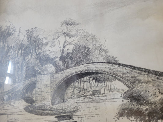 Frank Hurd Original Grafik Wetheral Lanercost Bridge (1970)