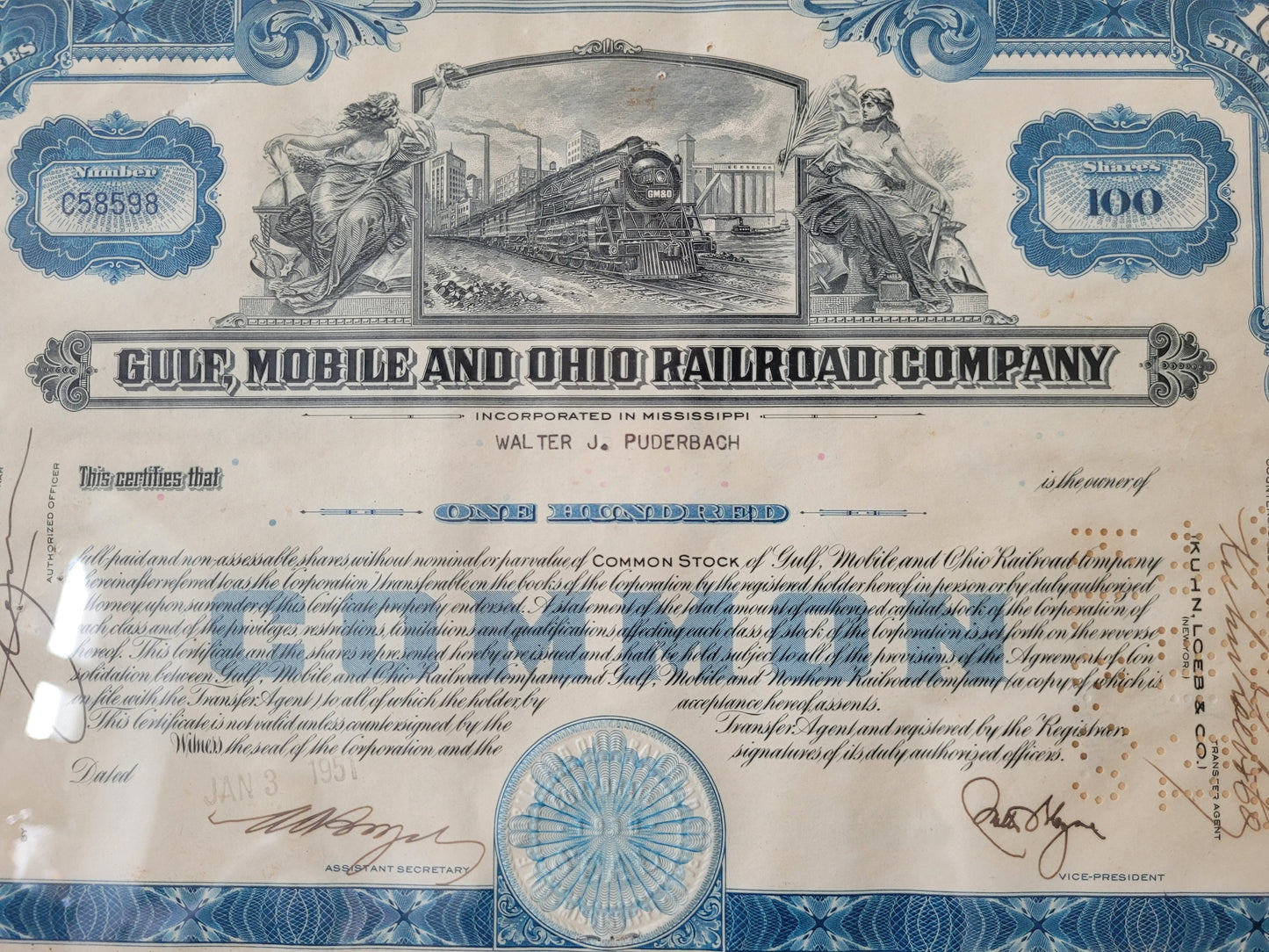 Original Aktien Gulf, Mobile and Ohio Railroad Company