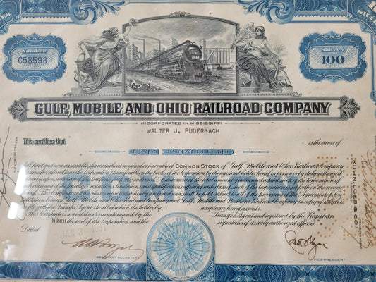 Original Aktien Gulf, Mobile and Ohio Railroad Company