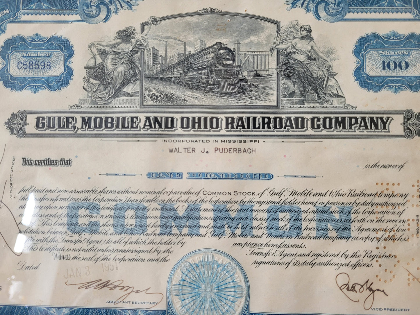 Original Aktien Gulf, Mobile and Ohio Railroad Company
