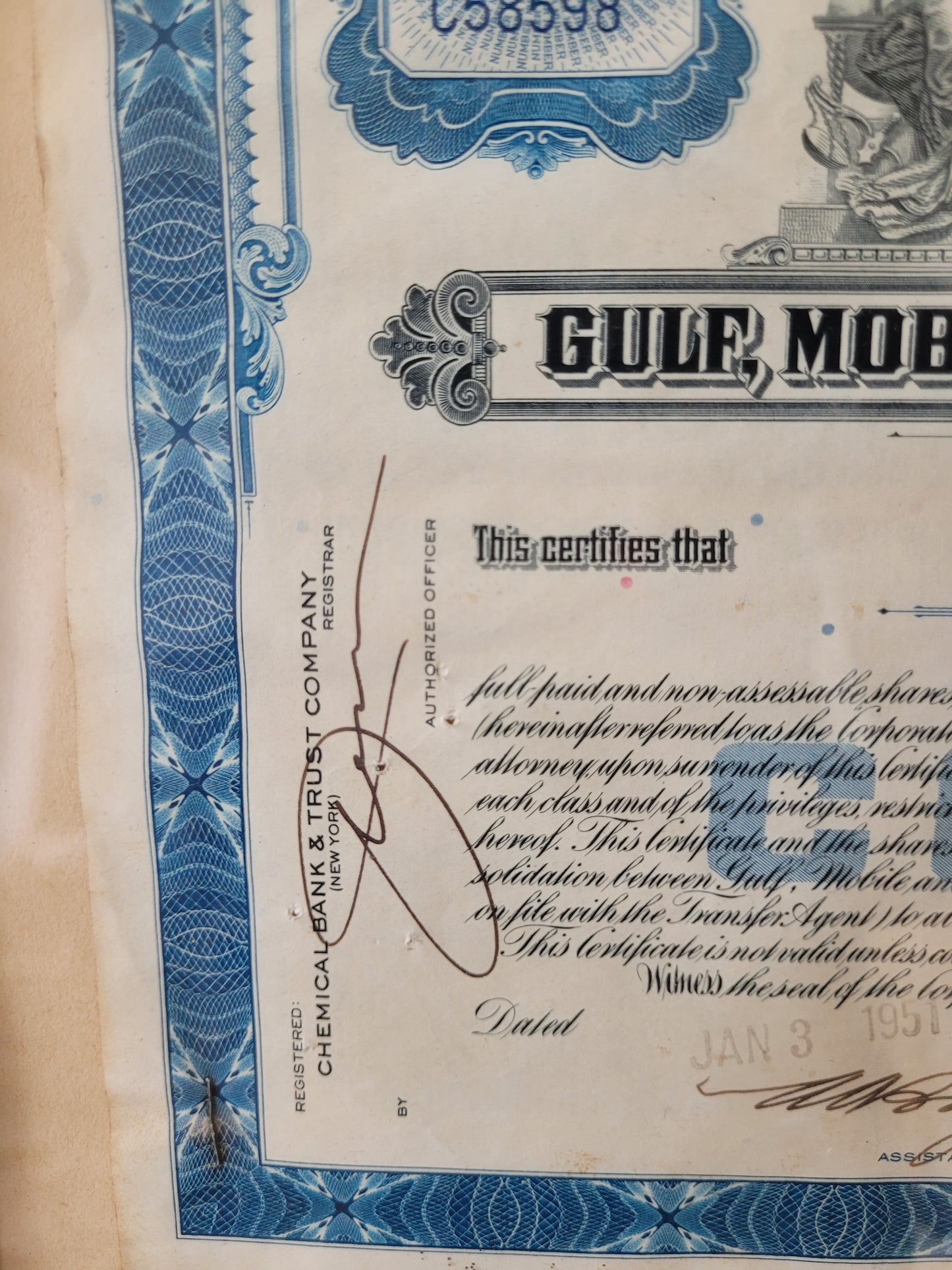 Original Aktien Gulf, Mobile and Ohio Railroad Company