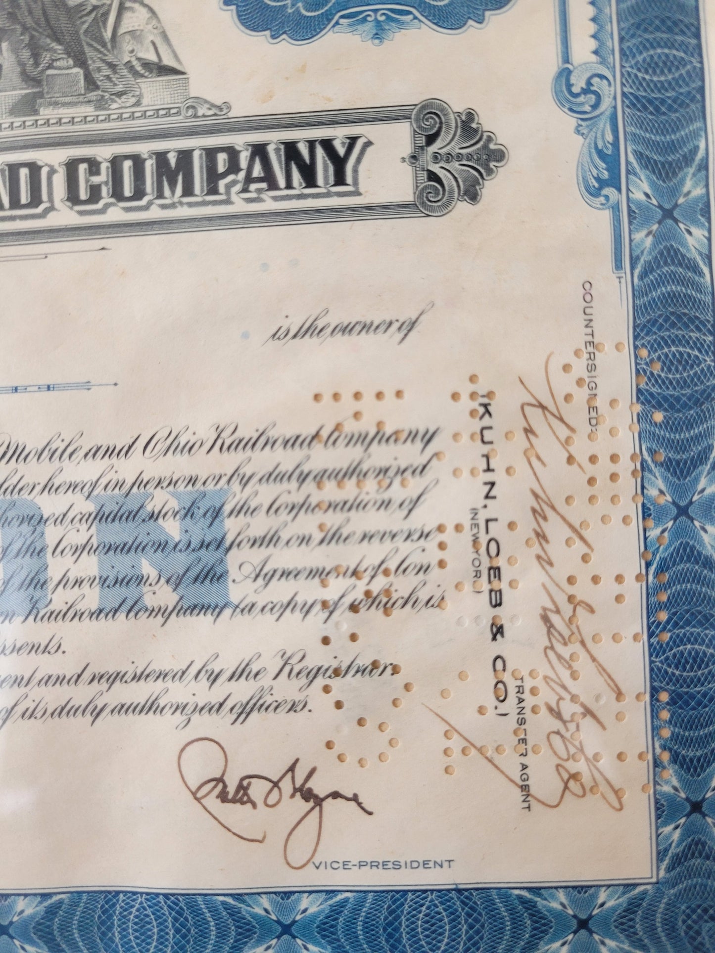 Original Aktien Gulf, Mobile and Ohio Railroad Company