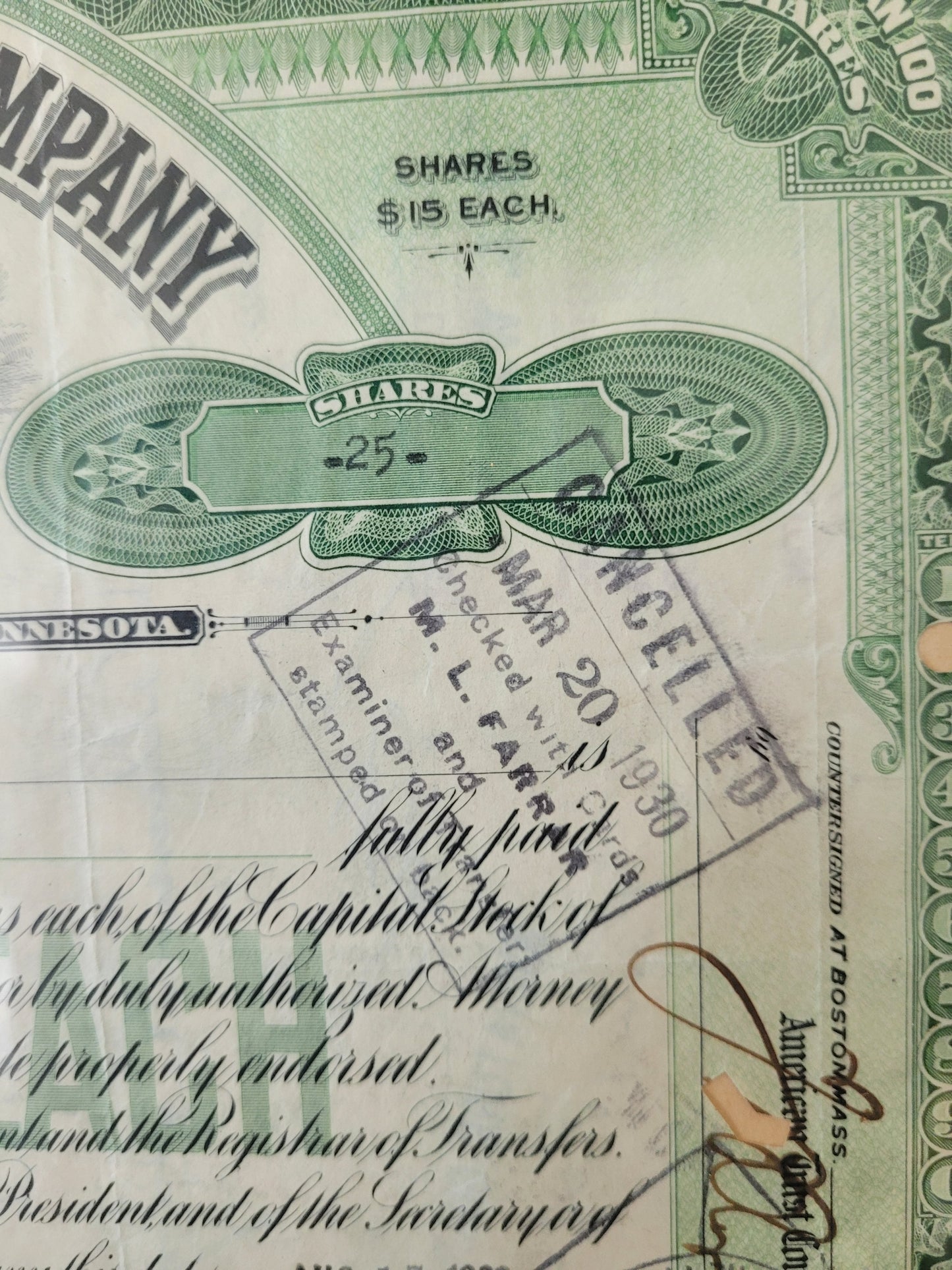 Originale Historische Aktie North Butte Mining Company 25 Anteile