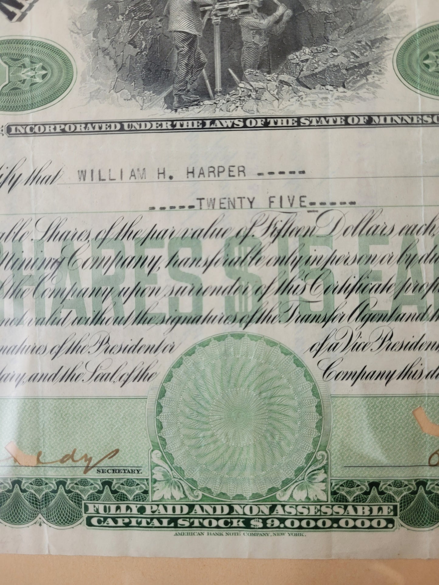 Originale Historische Aktie North Butte Mining Company 25 Anteile