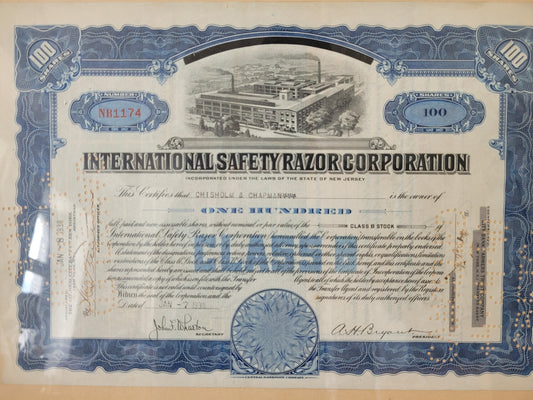 Originale Aktie International Safety Razor Corporation (1948)