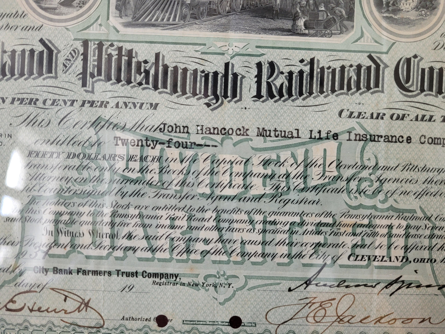 Historische Aktie Wertpapier Cleveland and Pittsburgh Railroad
