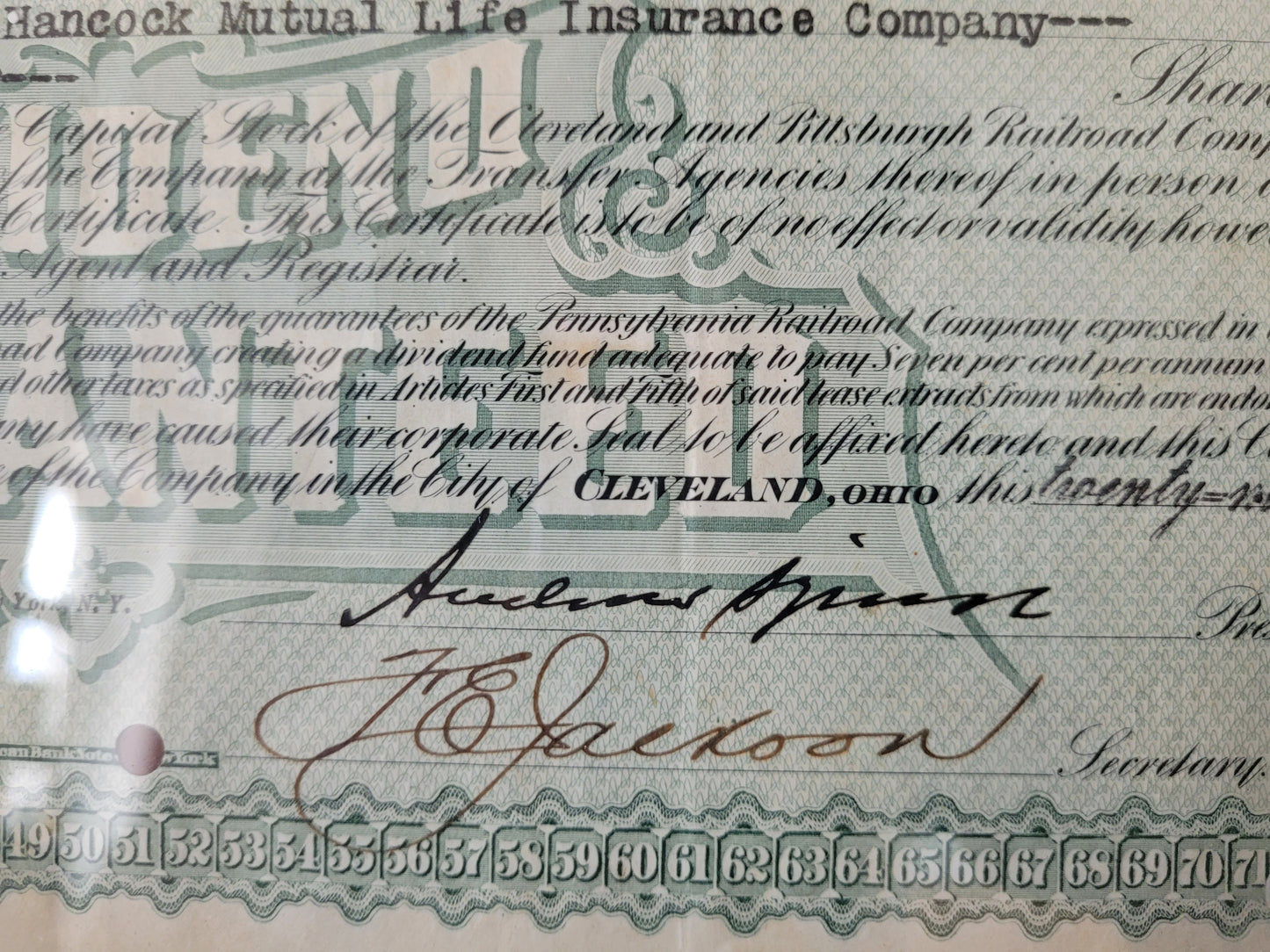 Historische Aktie Wertpapier Cleveland and Pittsburgh Railroad