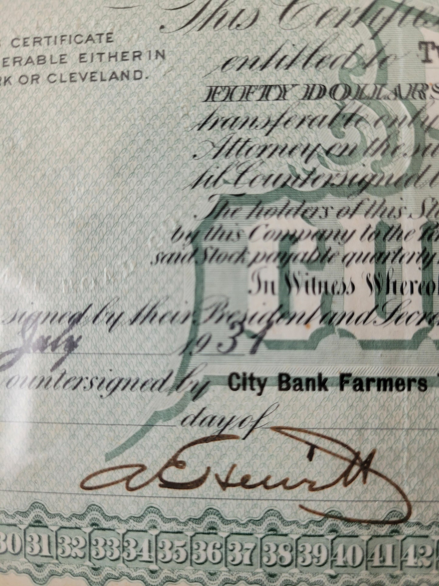 Historische Aktie Wertpapier Cleveland and Pittsburgh Railroad