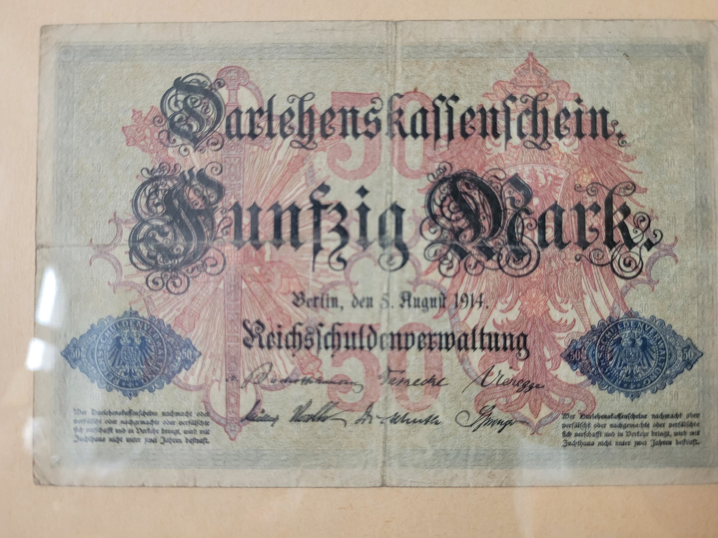 Darlehenskassenschein Fünfzig Mark Berlin 1914 Reichsschuldenverwaltung