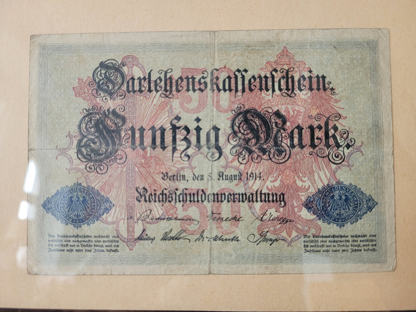 Darlehenskassenschein Fünfzig Mark Berlin 1914 Reichsschuldenverwaltung