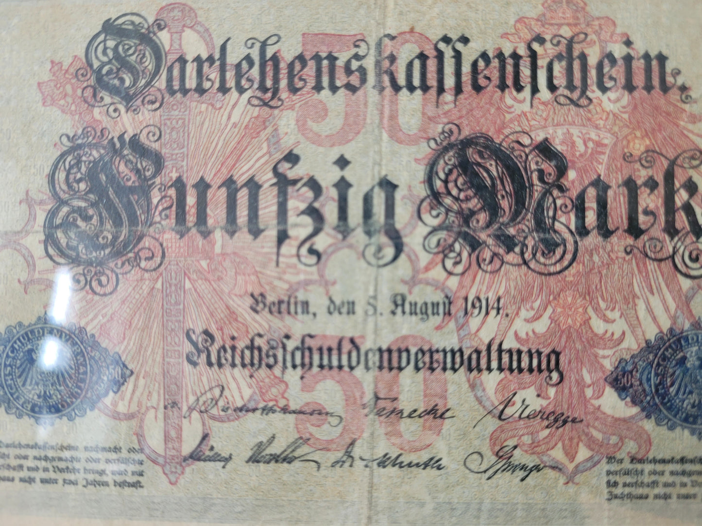 Darlehenskassenschein Fünfzig Mark Berlin 1914 Reichsschuldenverwaltung