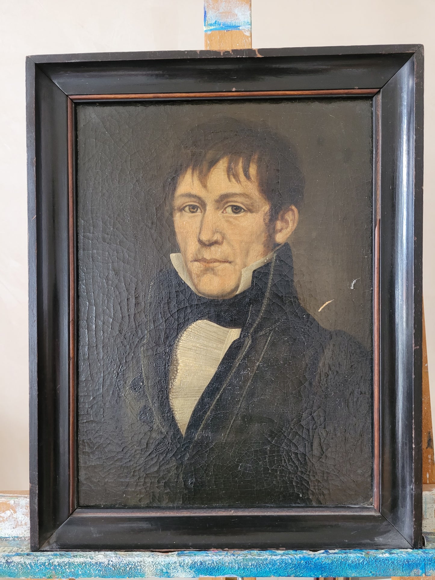 Europäische Schule (XX) Porträt Gemälde eines Mannes 45x35 cm