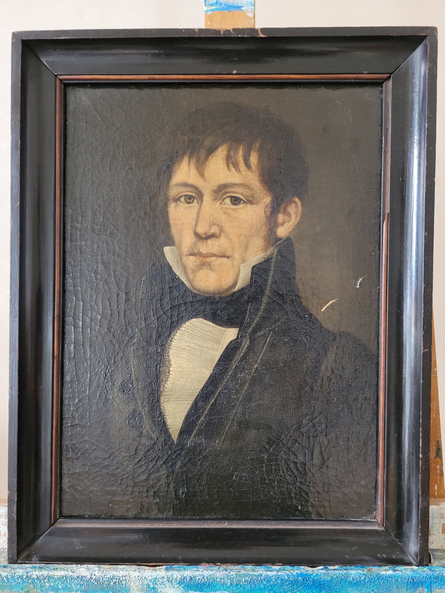 Europäische Schule (XX) Porträt Gemälde eines Mannes 45x35 cm