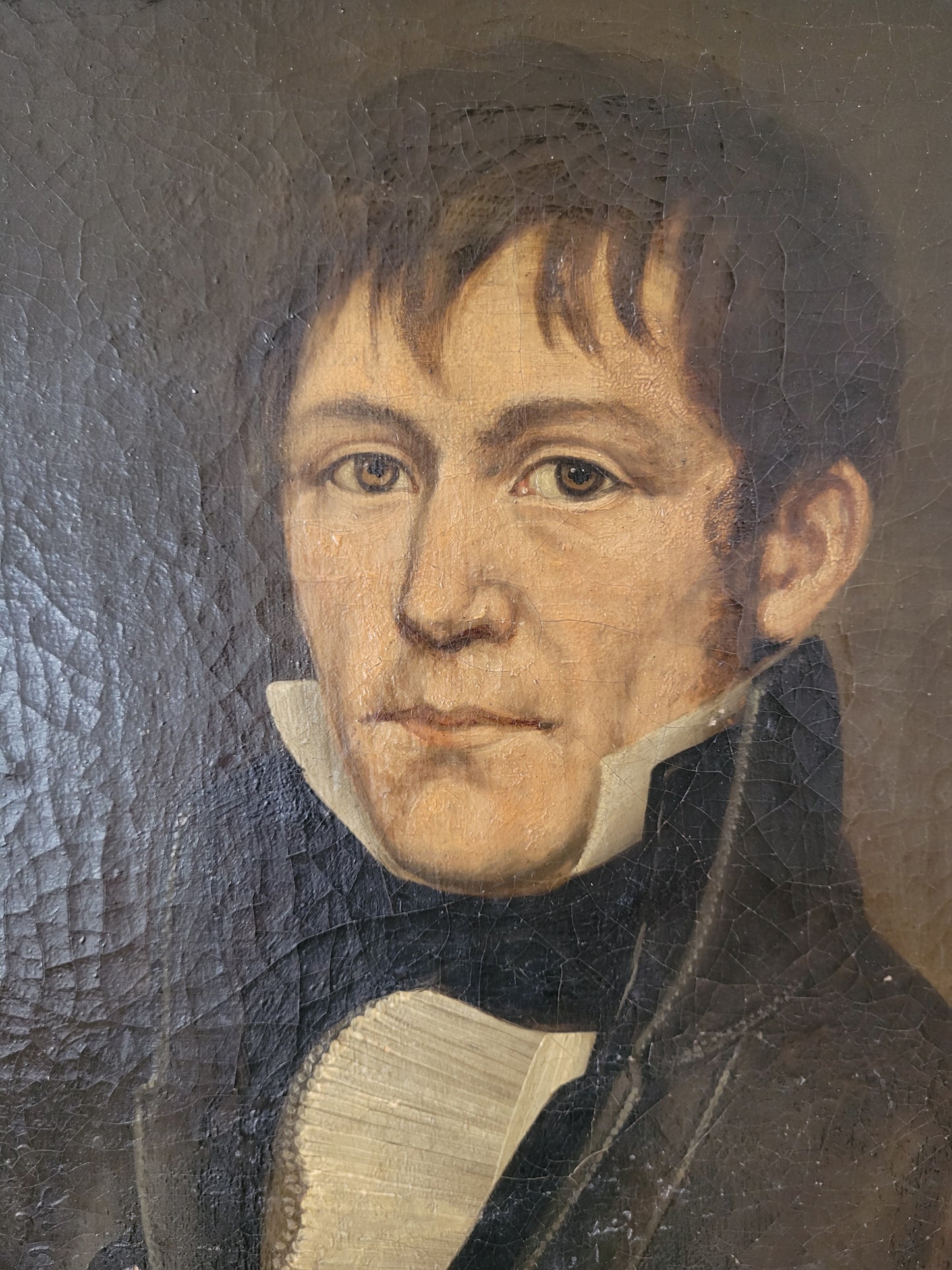 Europäische Schule (XX) Porträt Gemälde eines Mannes 45x35 cm