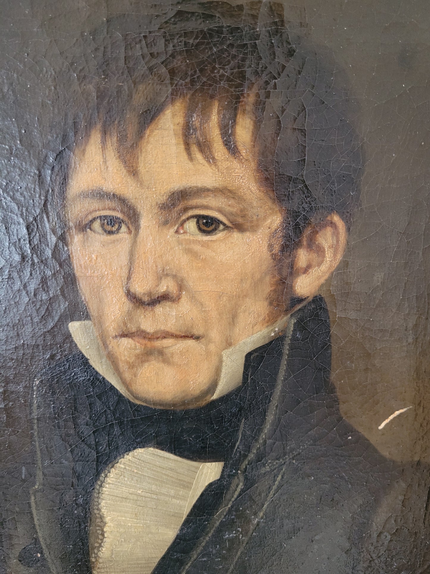 Europäische Schule (XX) Porträt Gemälde eines Mannes 45x35 cm