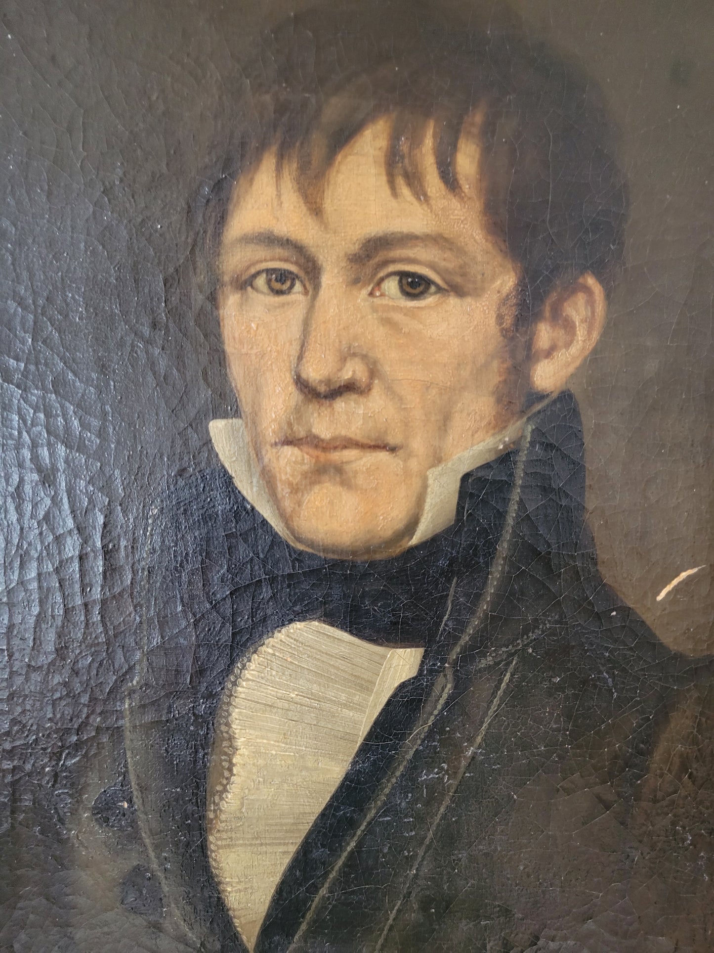 Europäische Schule (XX) Porträt Gemälde eines Mannes 45x35 cm