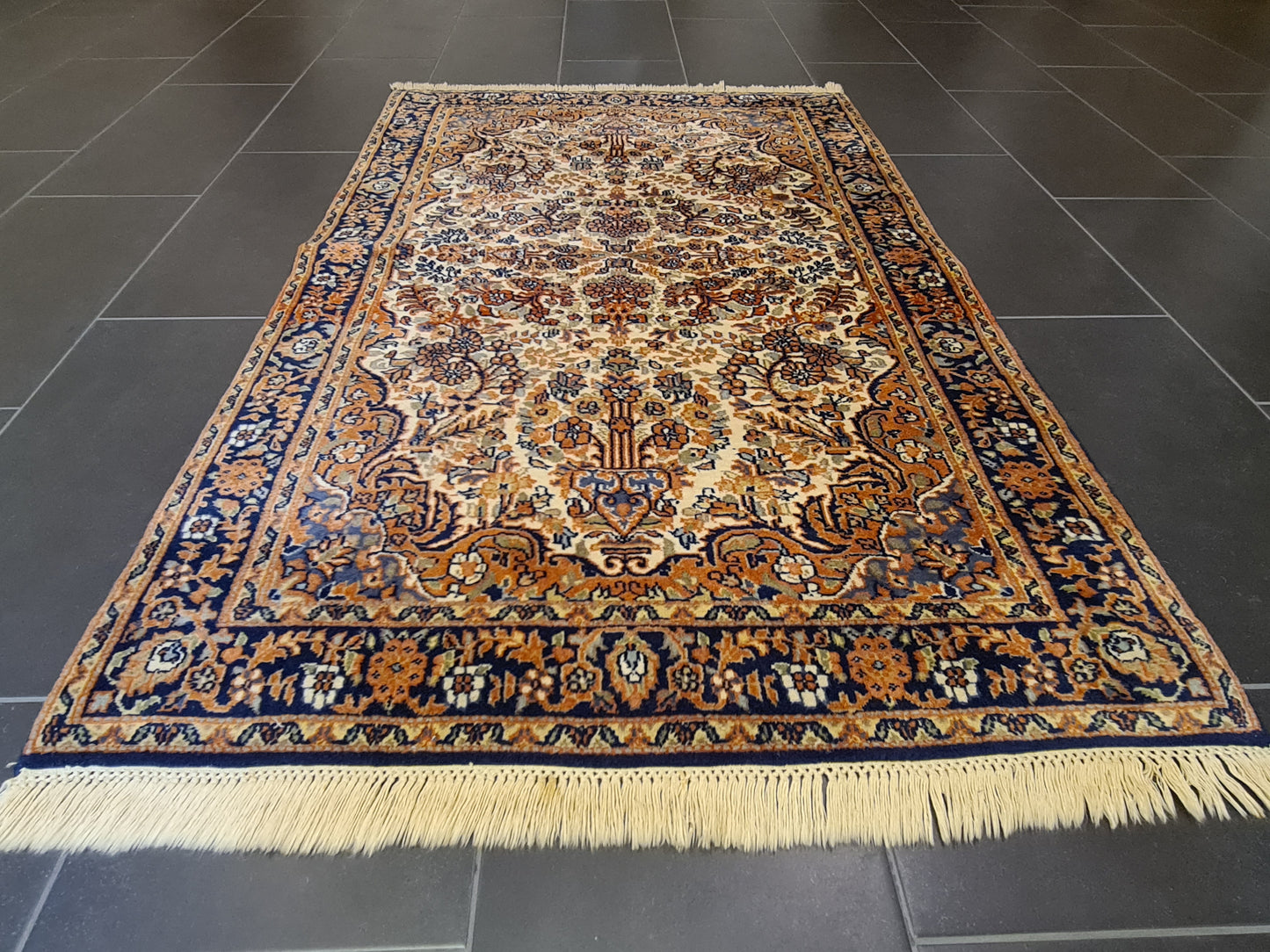 Königlicher Handgeknüpfter Orientteppich - Ghom Teppich aus Indien 162X102cm