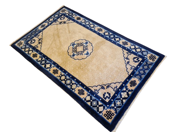 Antiker Feiner Handgeknüpfter Orientteppich aus China - Art Déco Design 150X92cm