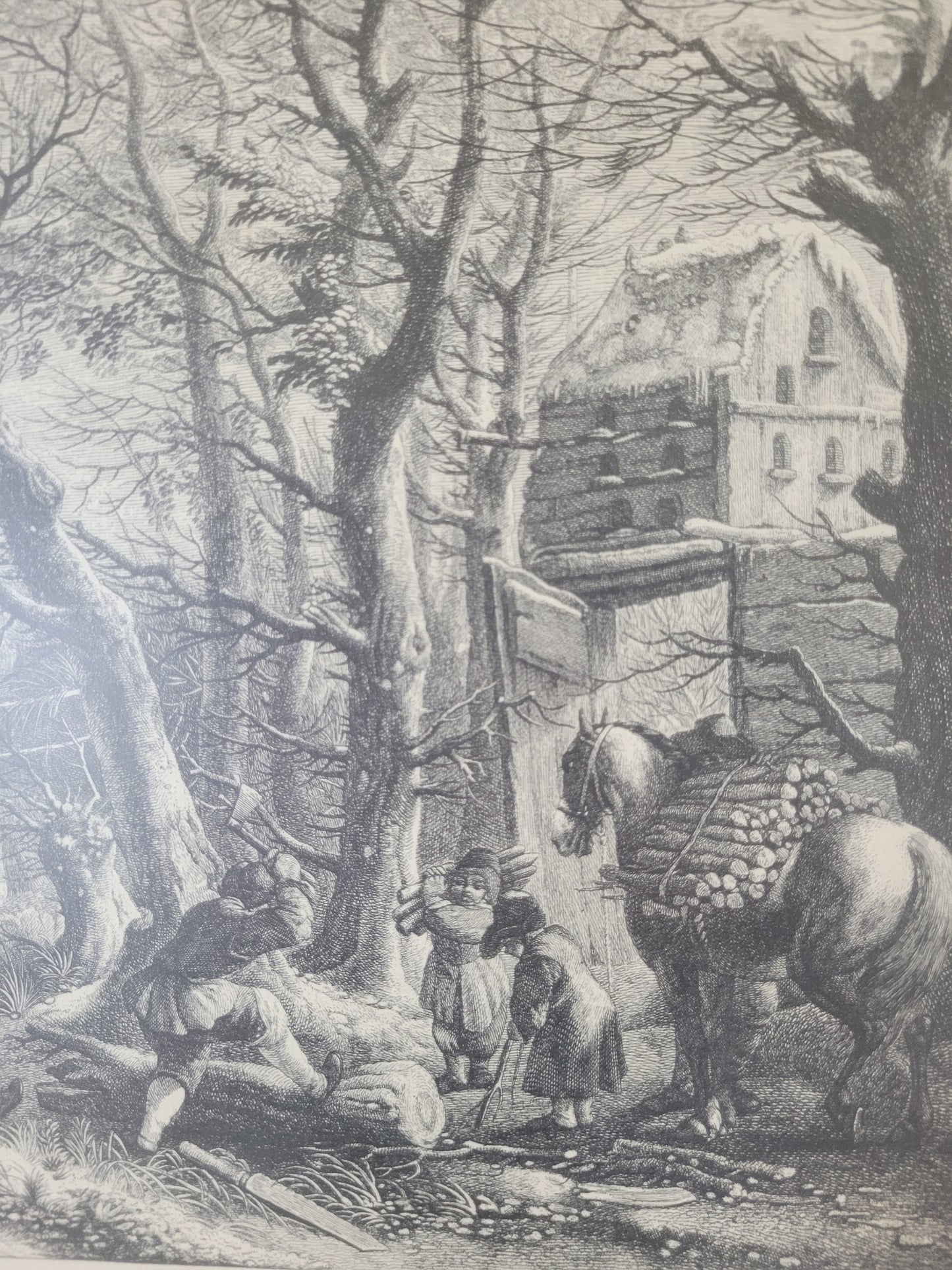 Figurenreiche Szenerie an einem Fluss Hafenlandschaft Grafik