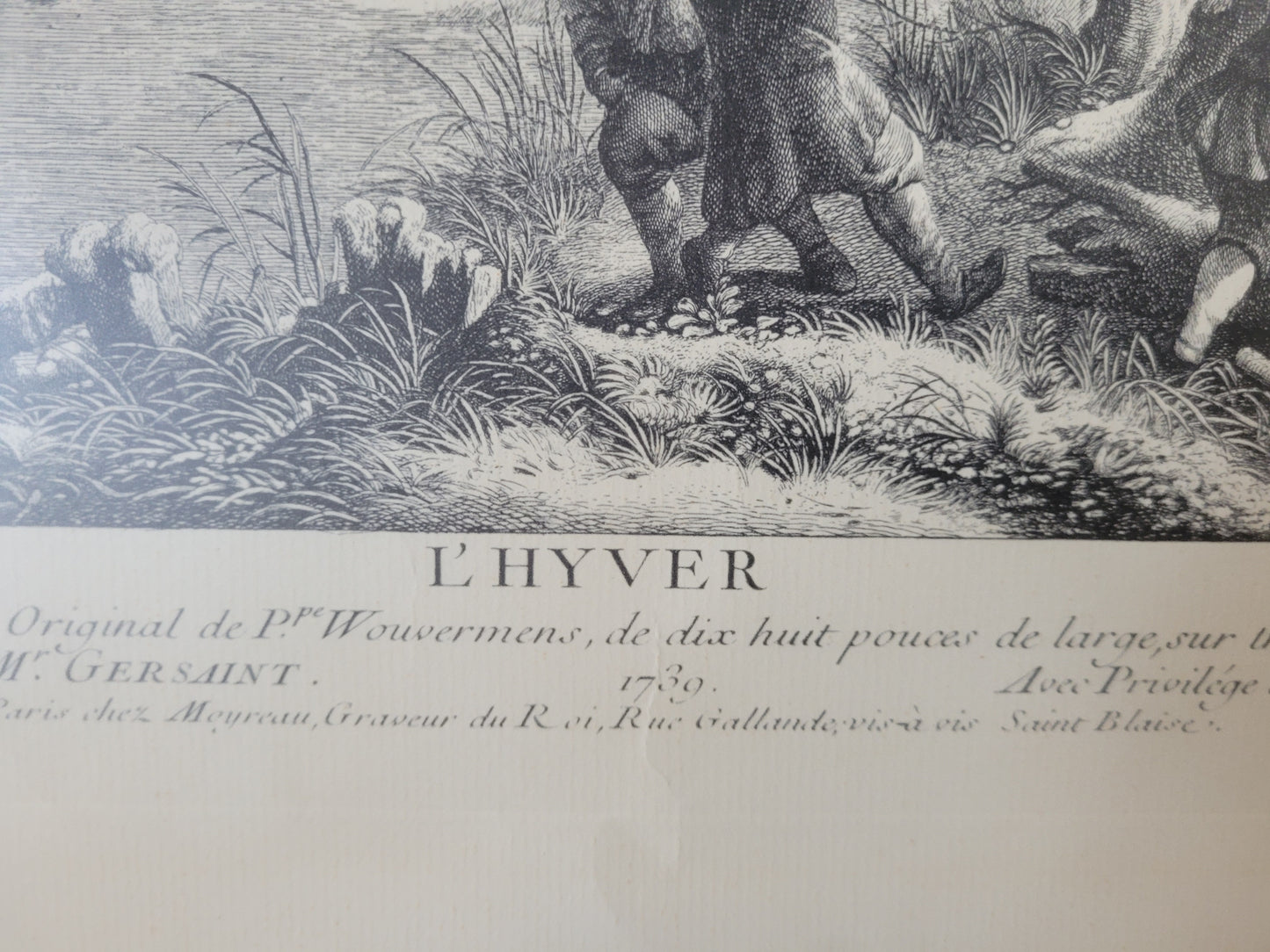 Figurenreiche Szenerie an einem Fluss Hafenlandschaft Grafik