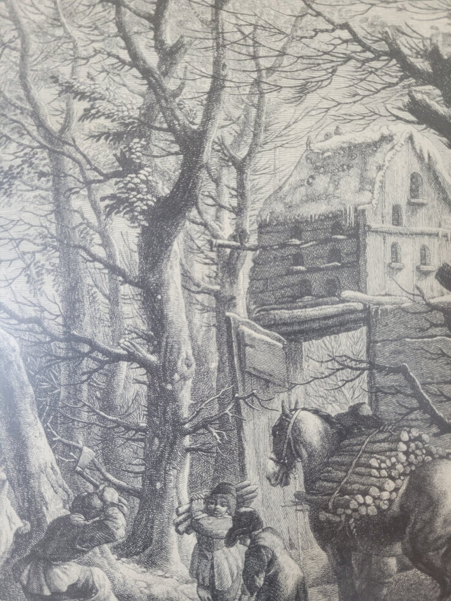 Figurenreiche Szenerie an einem Fluss Hafenlandschaft Grafik