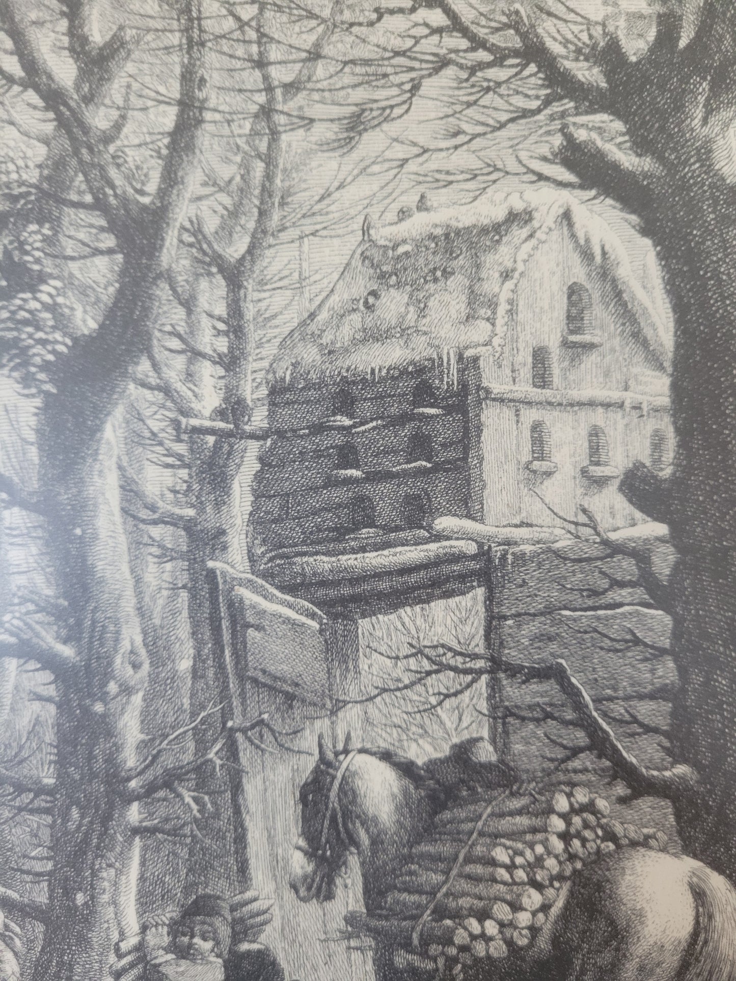 Figurenreiche Szenerie an einem Fluss Hafenlandschaft Grafik