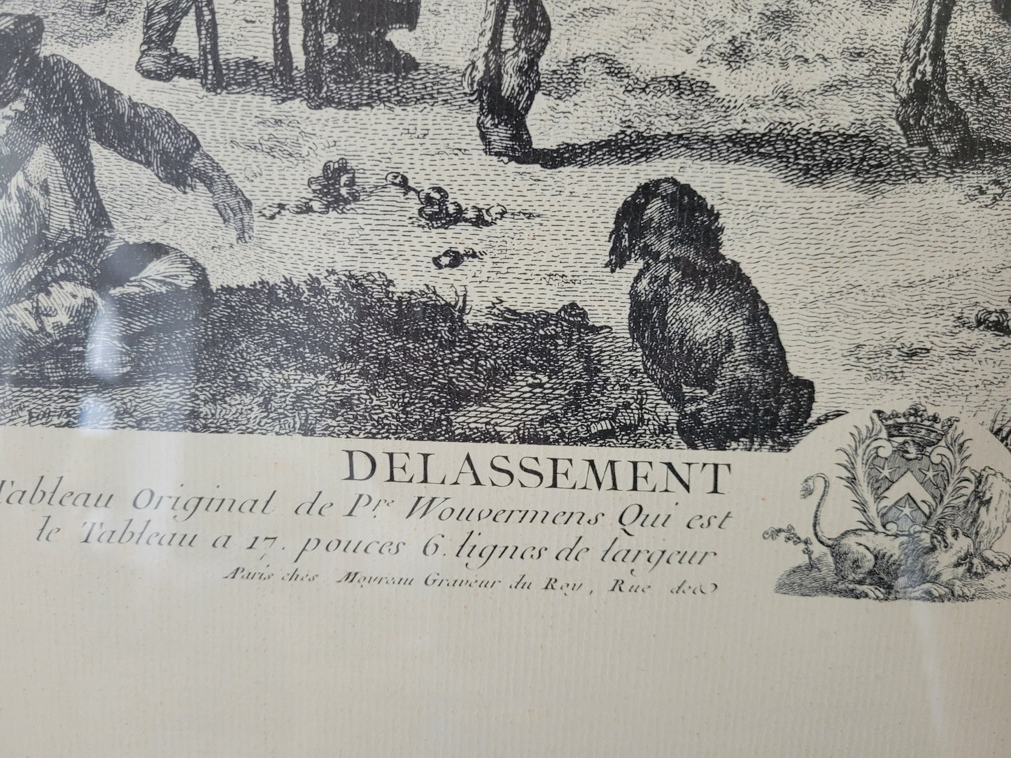 Antike Grafik nach Wouwermans Soldaten auf Schlachtpferden