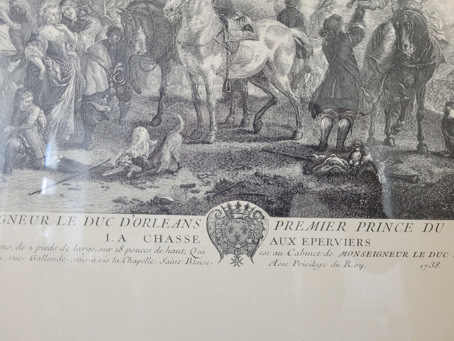 Grafik nach P.Wouwermans Szenerie mit Pferden und Menschen