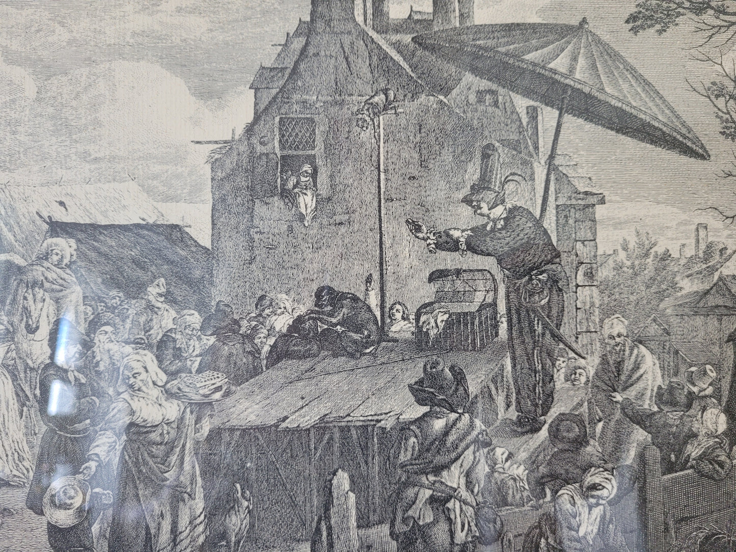 Kupferstich nach P.Wouwerman Lebendige Marktszene 50x60 cm