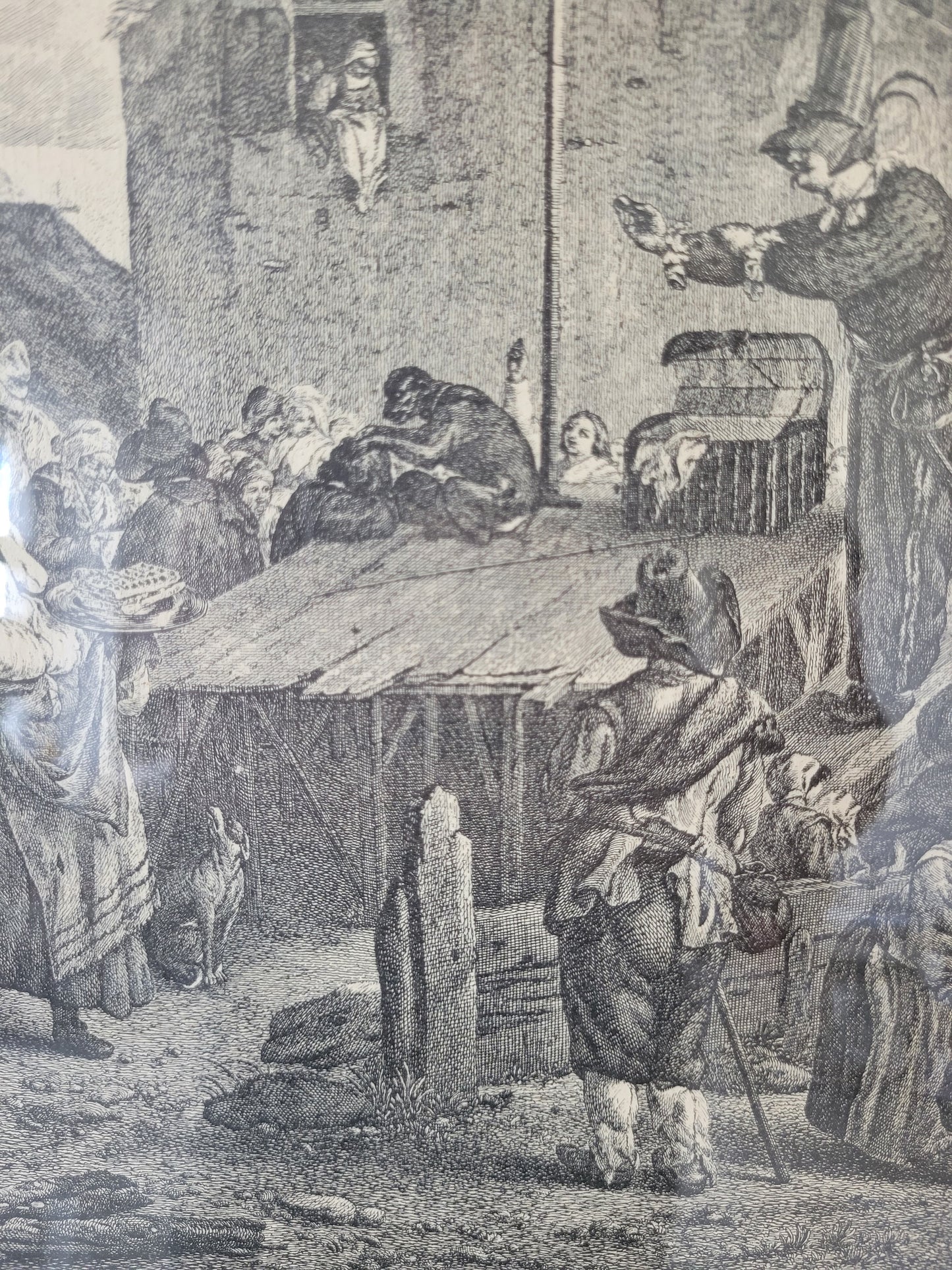 Kupferstich nach P.Wouwerman Lebendige Marktszene 50x60 cm