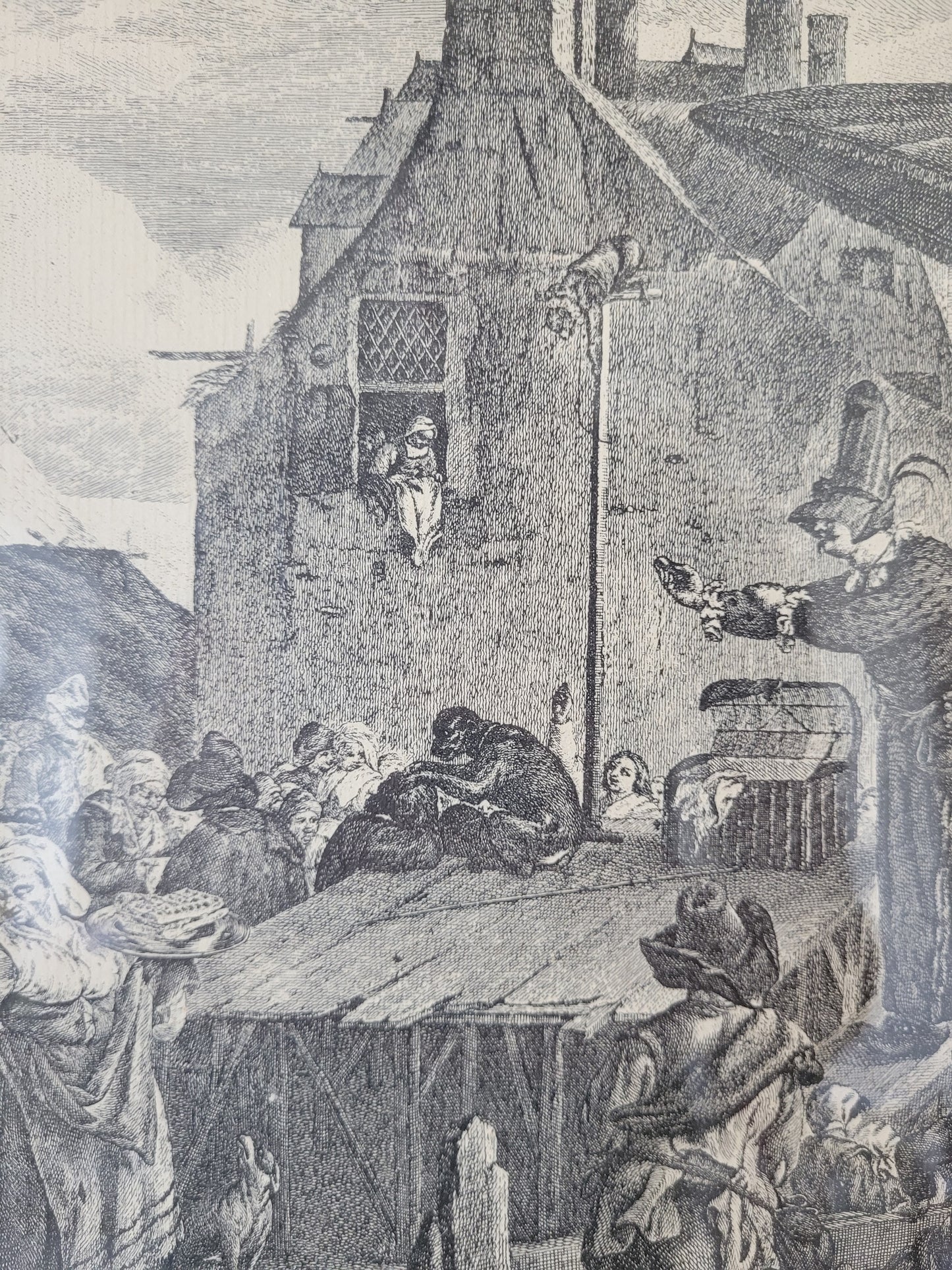 Kupferstich nach P.Wouwerman Lebendige Marktszene 50x60 cm