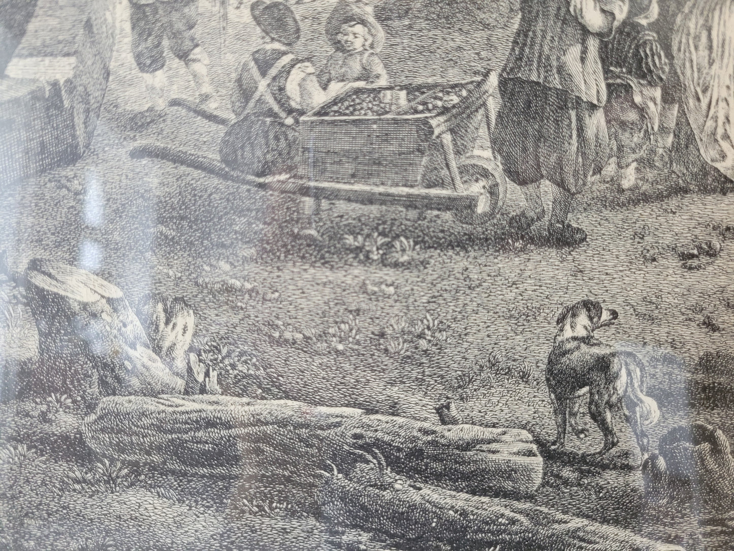 Kupferstich nach P.Wouwerman Lebendige Marktszene 50x60 cm