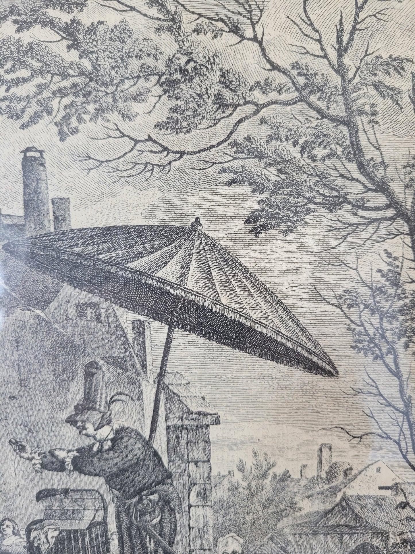 Kupferstich nach P.Wouwerman Lebendige Marktszene 50x60 cm