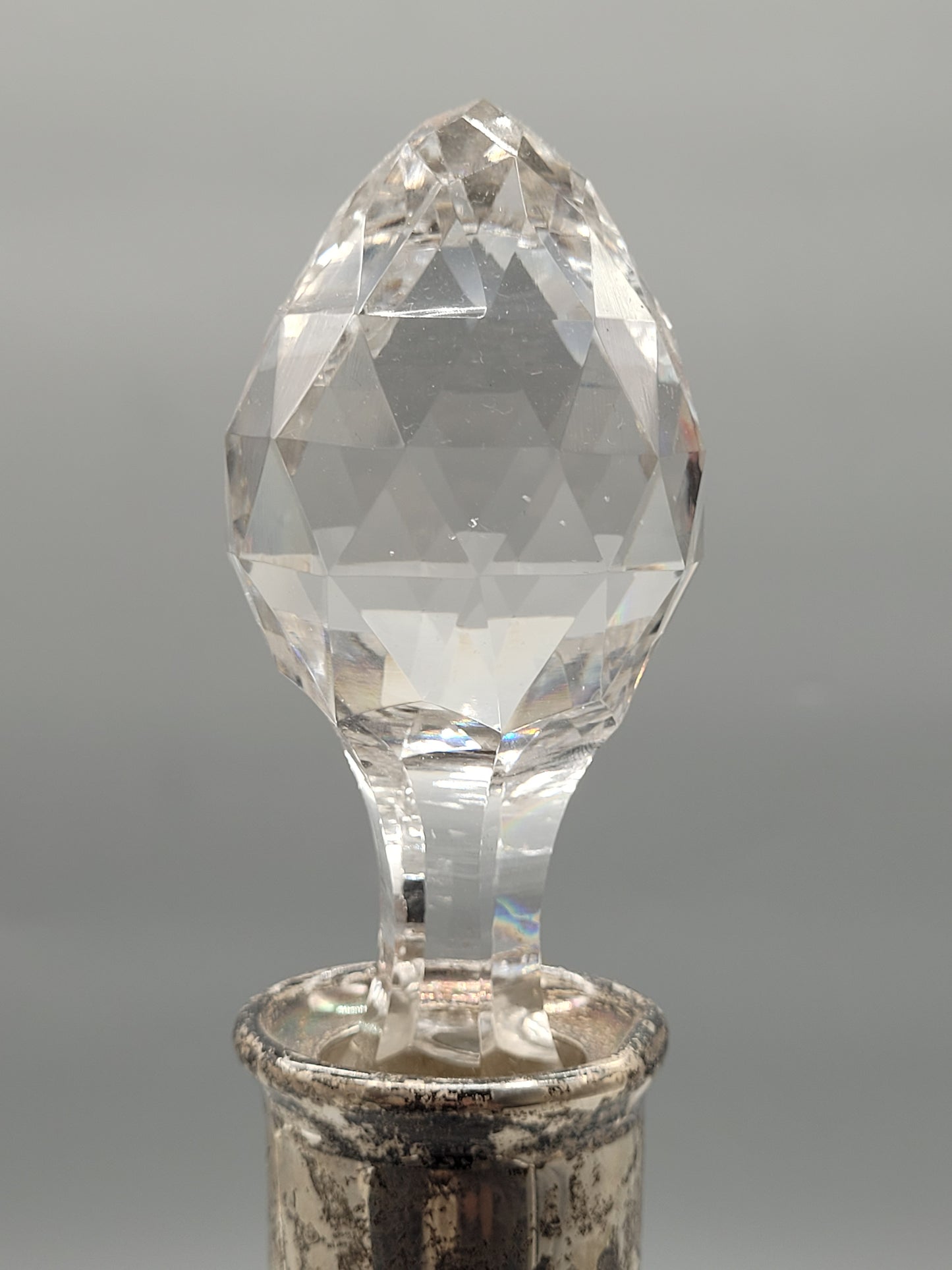 Europäische Kristall Karaffe mit 800 Silber Hals Höhe 40cm