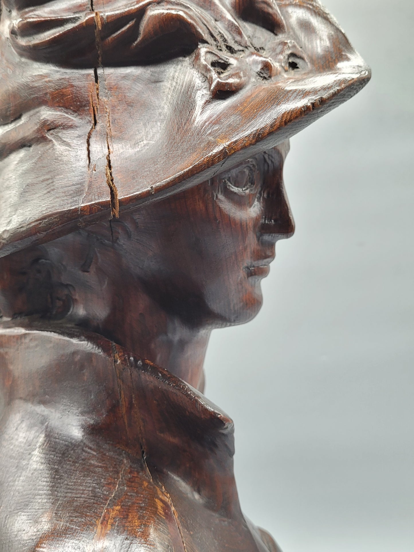 Handgeschnitzte Holz Büste Skulptur – Westliche Figur Klassische Dame