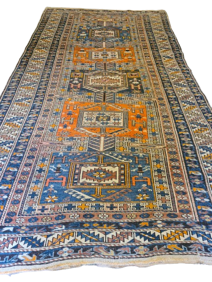 Antiker Handgeknüpfter Orientteppich – Seltenes Sammlerstück Kazak Kasak 230x119cm