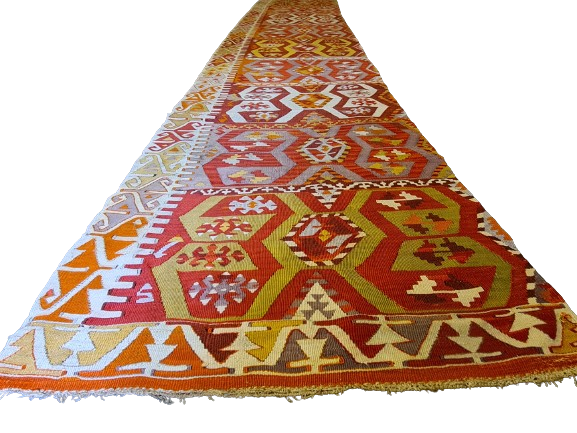 Antiker Kelim Teppich – Handgeknüpftes Meisterwerk aus der Türkei 427x83cm