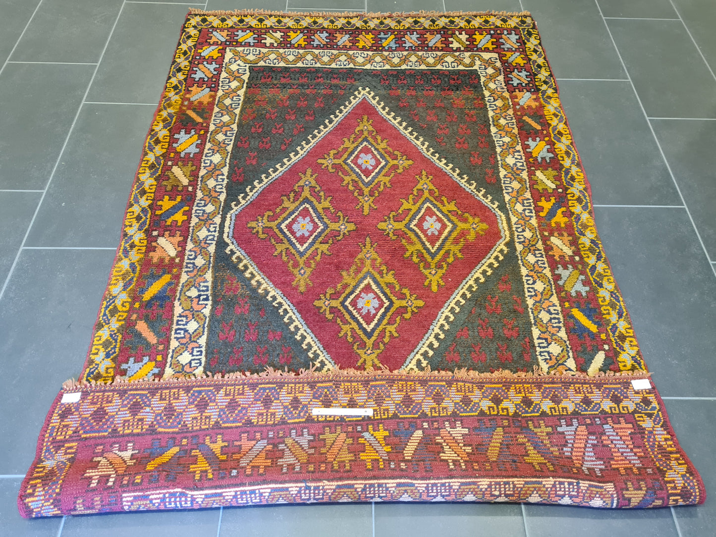 Antiker Atlas Berber Teppich Handgeknüpfter Orientteppich Sammlerstück aus Marokko 215x134cm