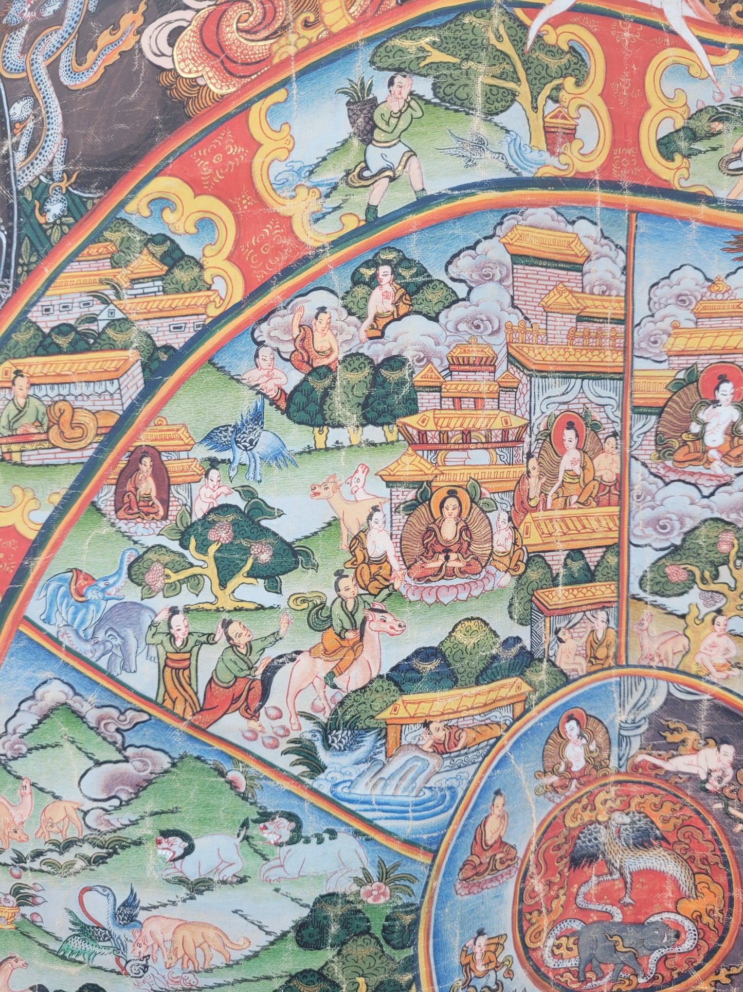 Tibetanisches Thangka Vorhang Teppich Gemälde Rad des Lebens